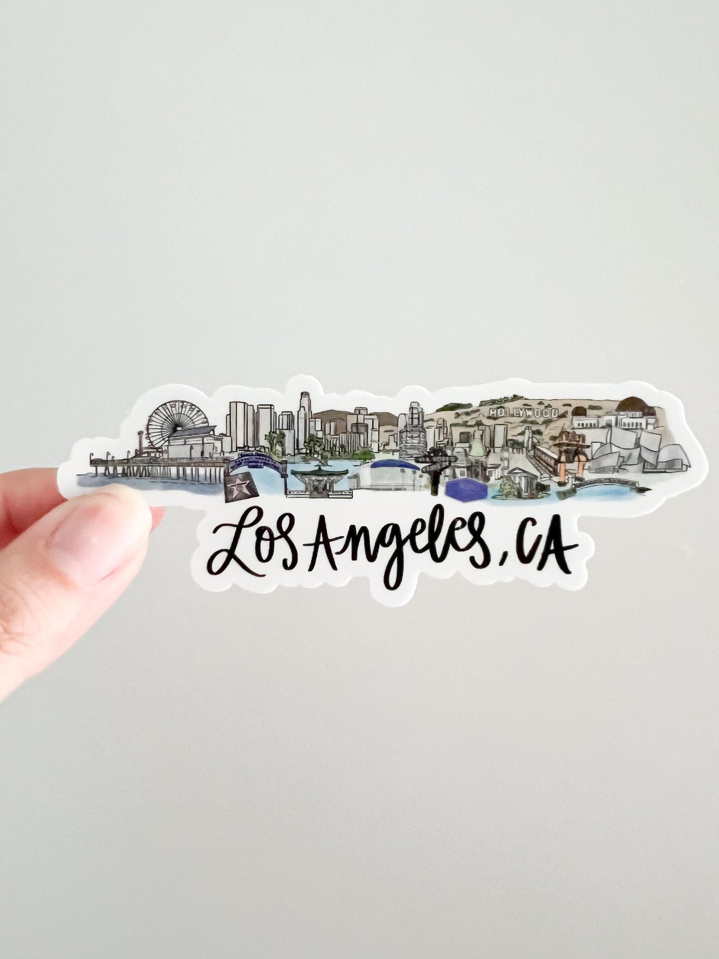 Los Angeles Skyline Sticker: Santa Monica Pier, Hollywood Sign