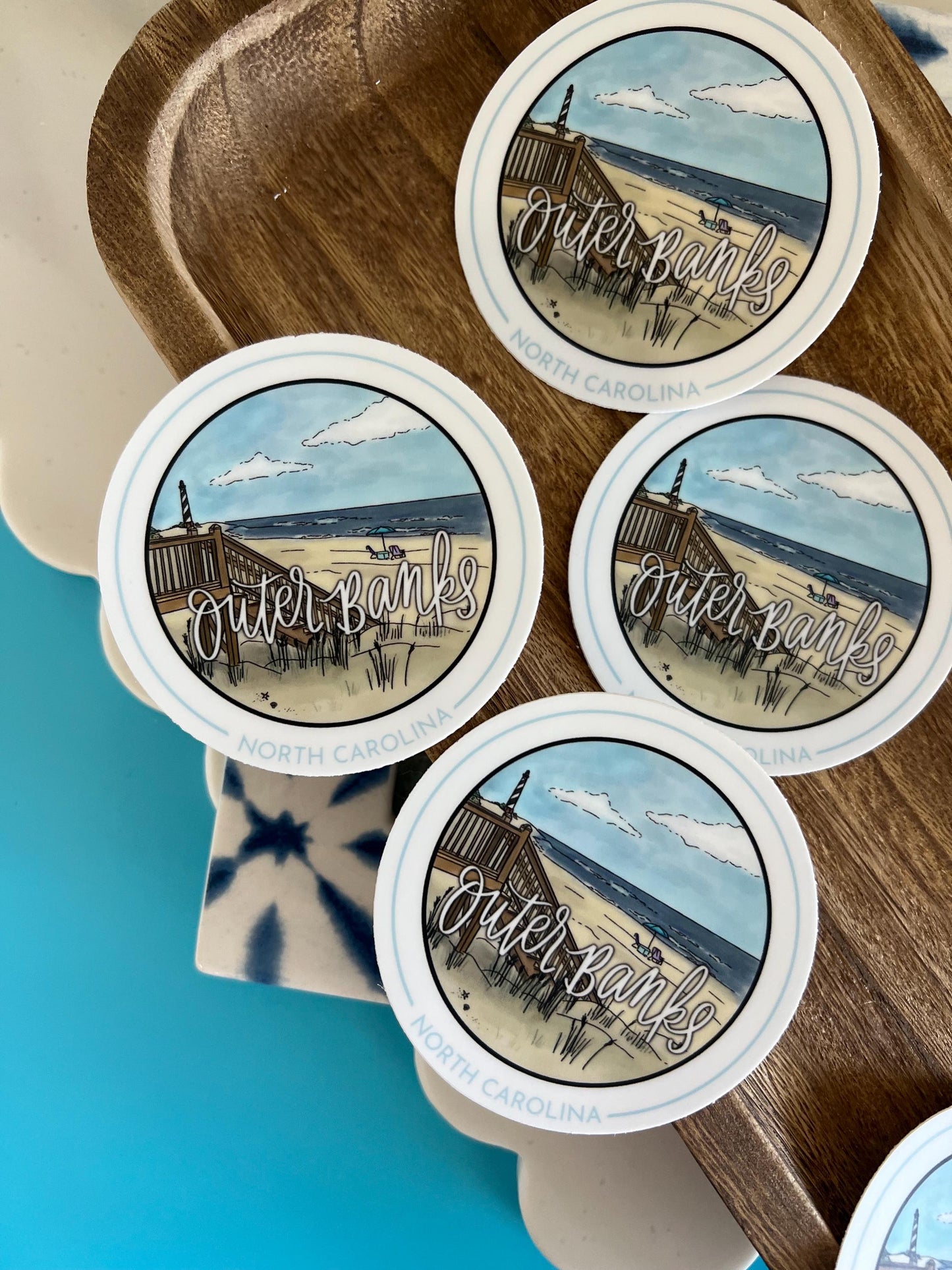 Outer Banks NC circle sticker - scrapbooking, rv sticker, souvenir OBX