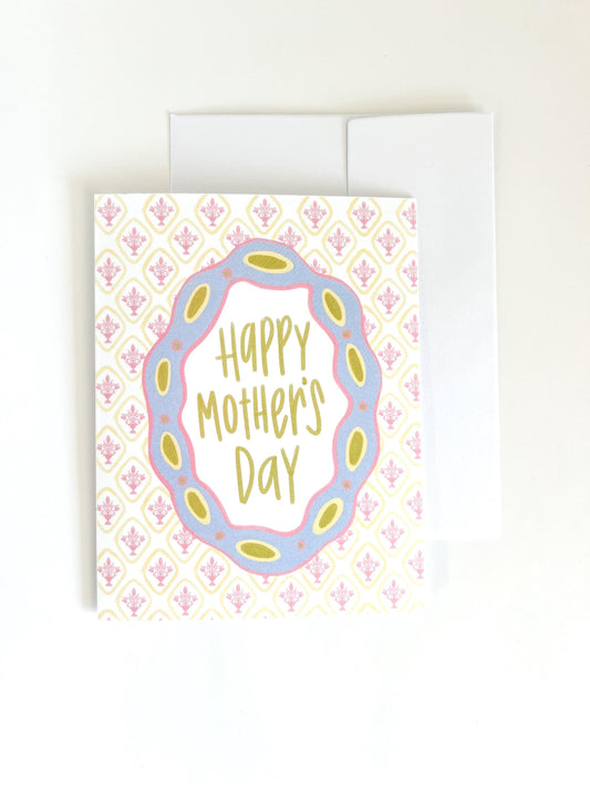 Happy Mother's Day Card – A2 Blank Greeting Card with White Envelope – Floral Pattern Mother’s Day Stationery – Mom Appreciation Card