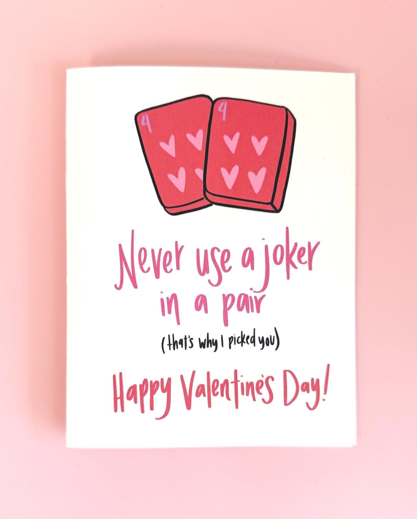Mahjong Valentine’s Day Card | Never Use a Joker in a Pair | Funny Mahjong Love Card | Valentine Card for Mahjong Players | Couples Card