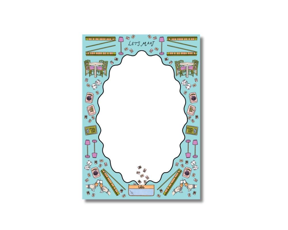 Mahjong Essentials Notepad – 5x7 Game Night To Do List | Mahjong Lover Gift | Hostess Gift | Cute Mahjong Stationery