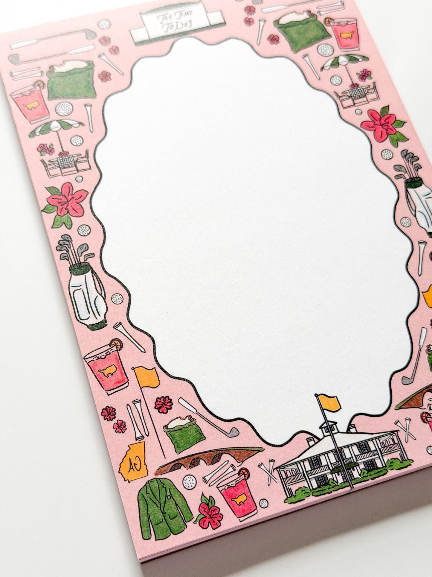 Golf Tournament To-Do List Notepad – Pink & Green Golf Lover Gift | Augusta Inspired Stationery | 5x7 Game Day Notepad