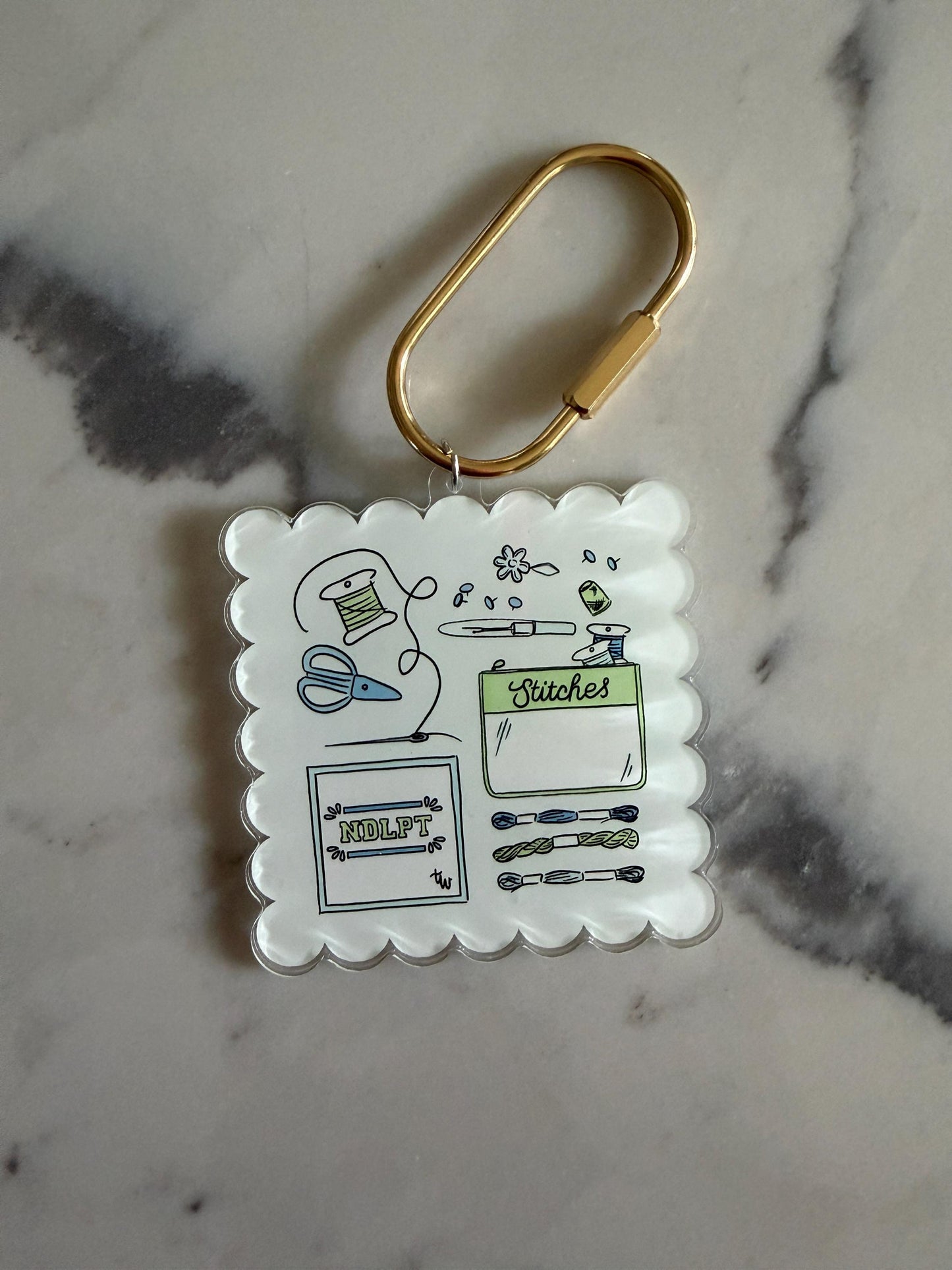 Needlepoint Bag Charm | Acrylic Purse Charm | Stitcher Gift | Project Bag Charm | Needlepoint Accessory | Gift for Needlepointer