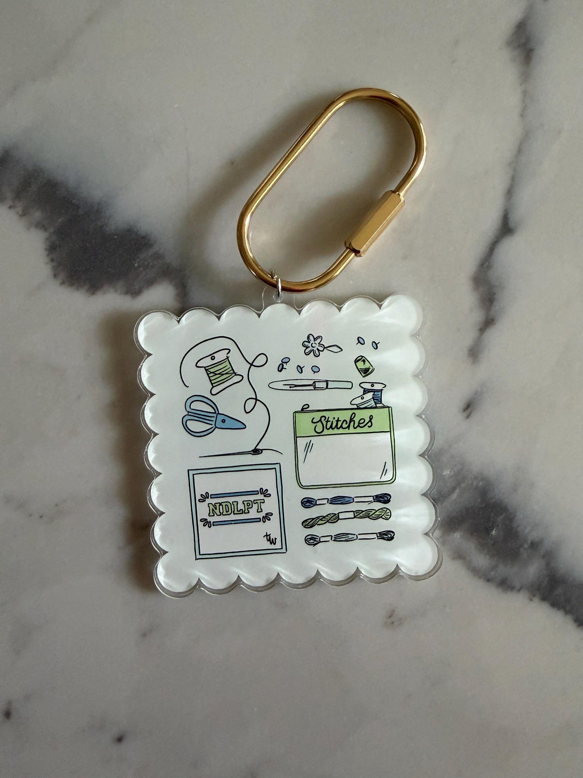 Needlepoint Bag Charm | Acrylic Purse Charm | Stitcher Gift | Project Bag Charm | Needlepoint Accessory | Gift for Needlepointer