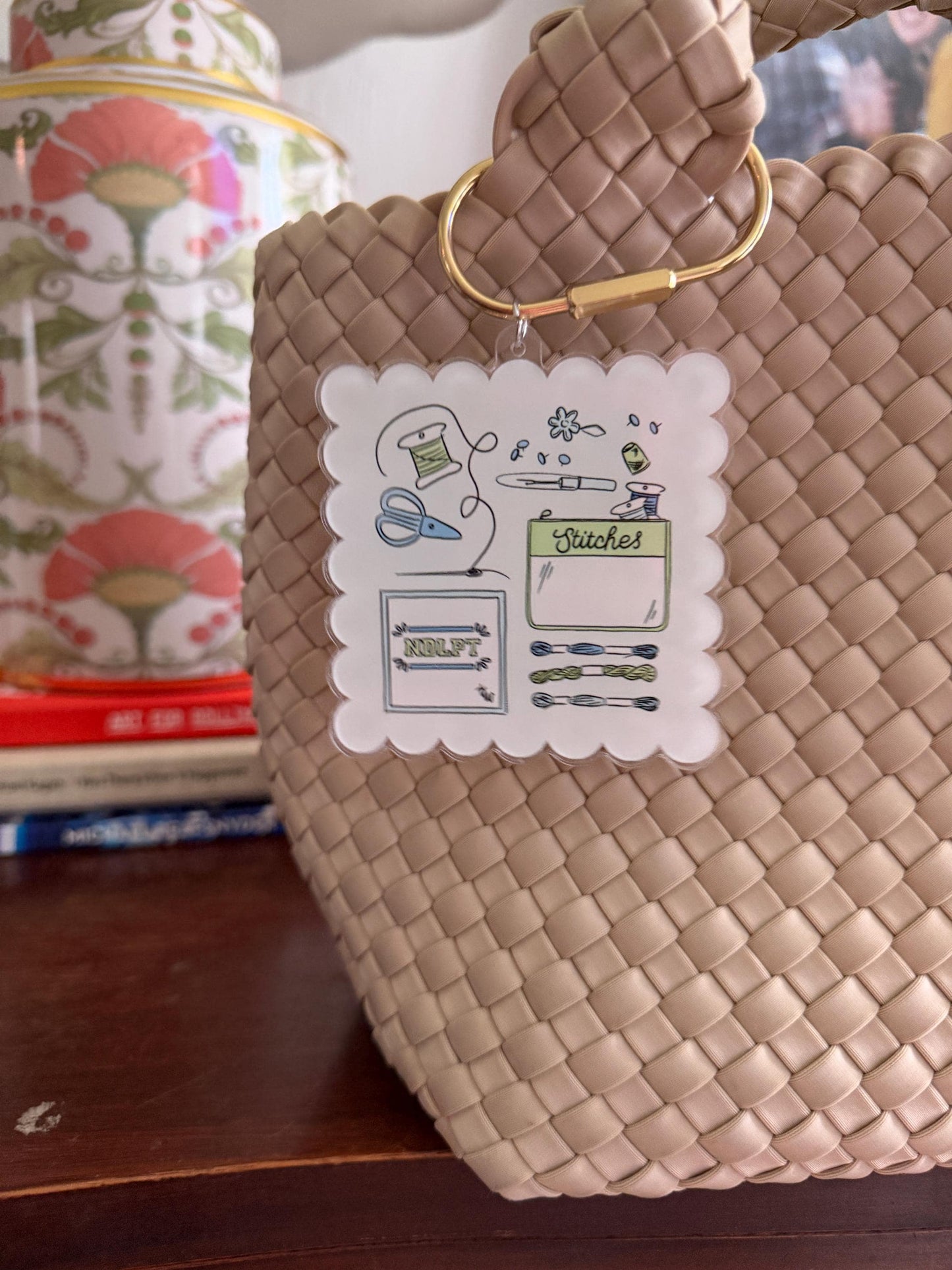 Needlepoint Bag Charm | Acrylic Purse Charm | Stitcher Gift | Project Bag Charm | Needlepoint Accessory | Gift for Needlepointer
