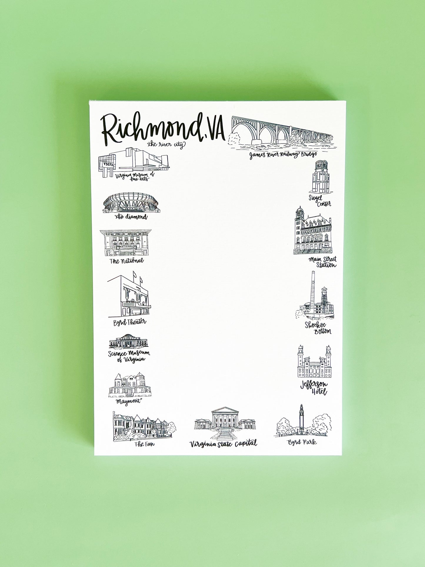 Richmond Virginia doodle notepad -RVA