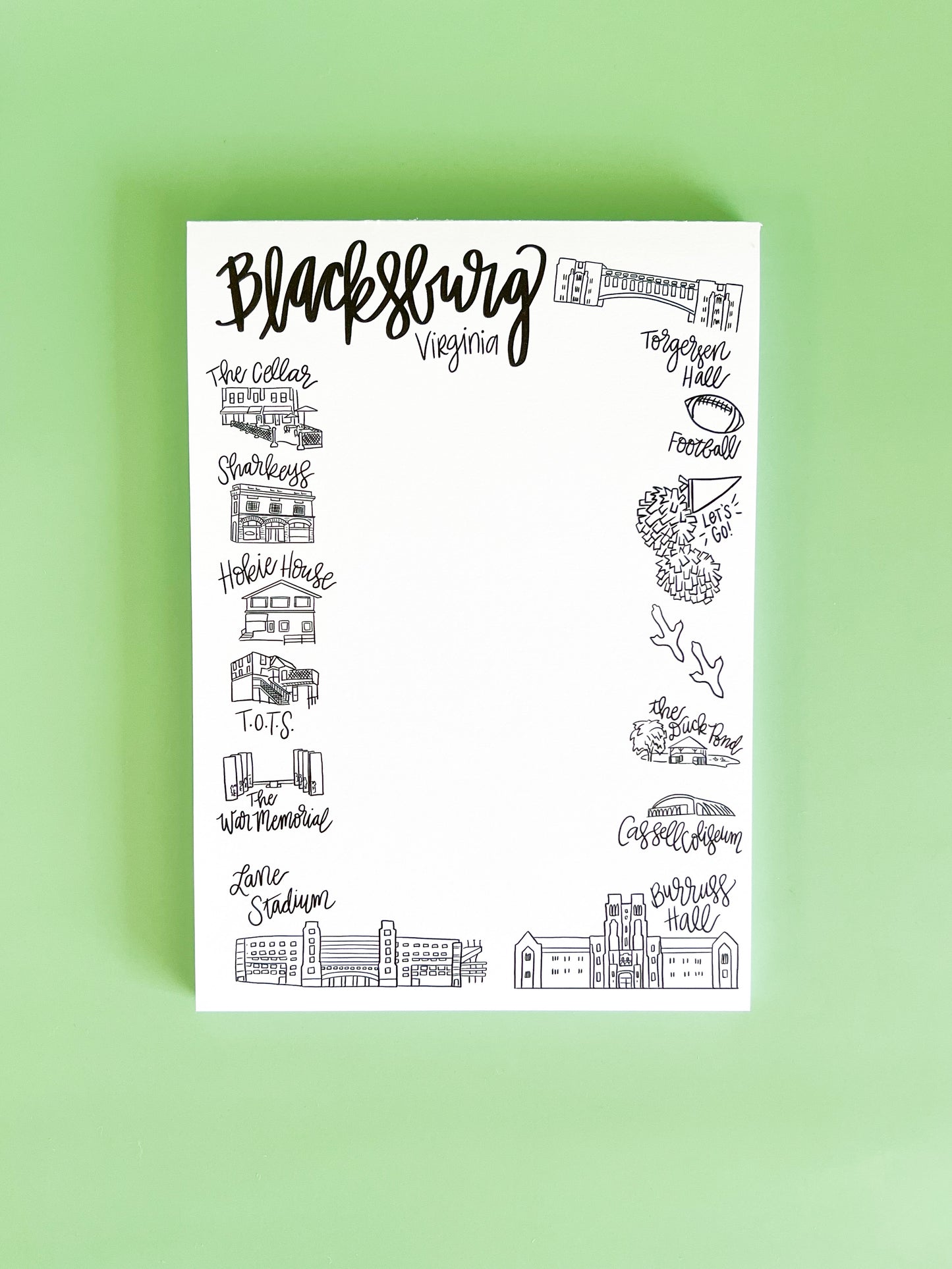 Blacksburg Virginia Doodle Notepad