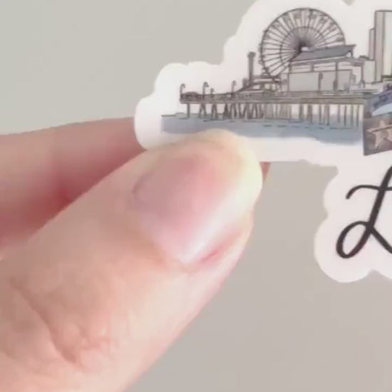 Los Angeles Skyline Sticker: Santa Monica Pier, Hollywood Sign
