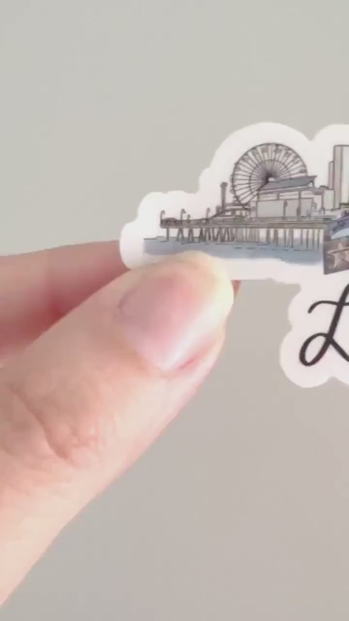 Los Angeles Skyline Sticker: Santa Monica Pier, Hollywood Sign