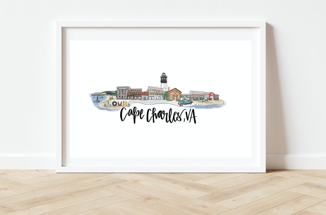 Cape Charles, VA Skyline Print