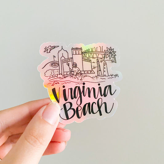 Virginia Beach Virginia holographic Skyline sticker