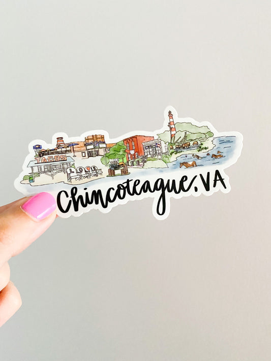 Chincoteague island Virginia Skyline sticker