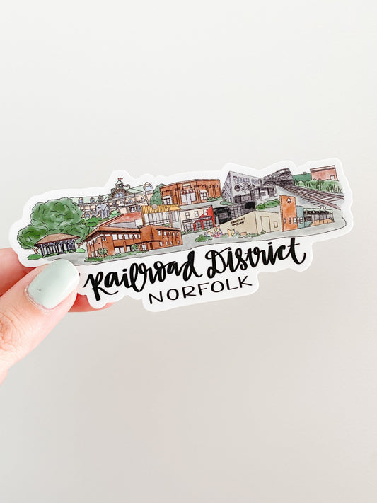 Railroad District (Norfolk) Virginia Skyline sticker