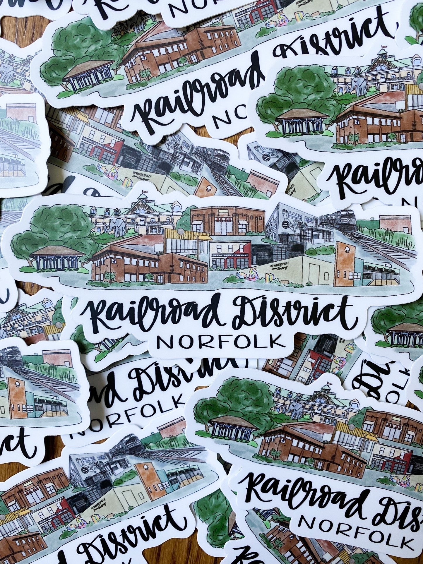 Railroad District (Norfolk) Virginia Skyline sticker