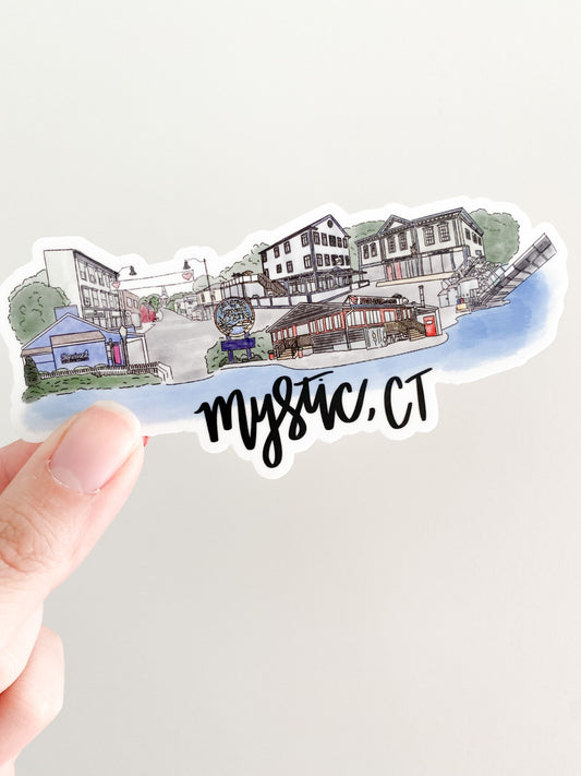 Mystic, CT Skyline Sticker