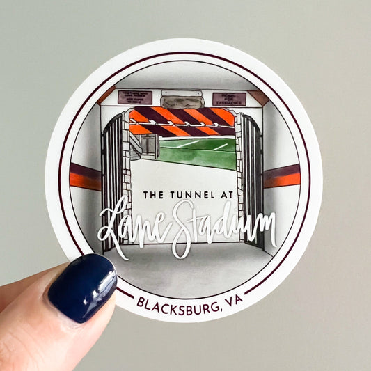 Lane Stadium Tunnel sticker/ Blacksburg/Virginia/ 3in / hand lettered
