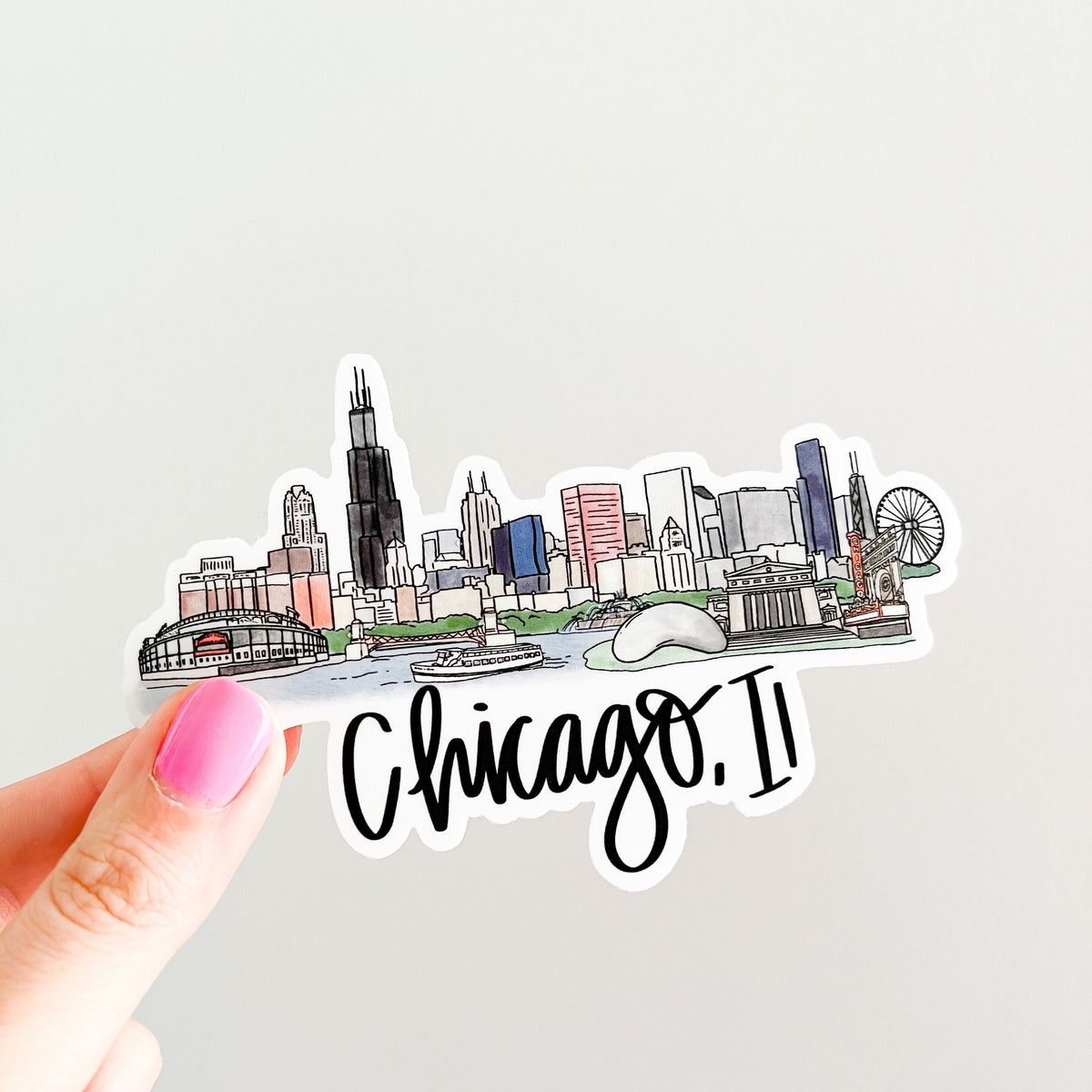 Chicago Window Sticker Chicago IL (Illinois) Skyline sticker – thirteenwinks