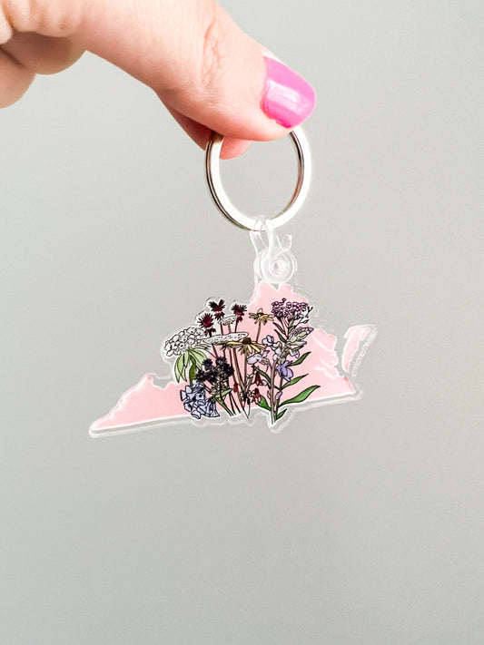 Virginia wildflower acrylic keychain