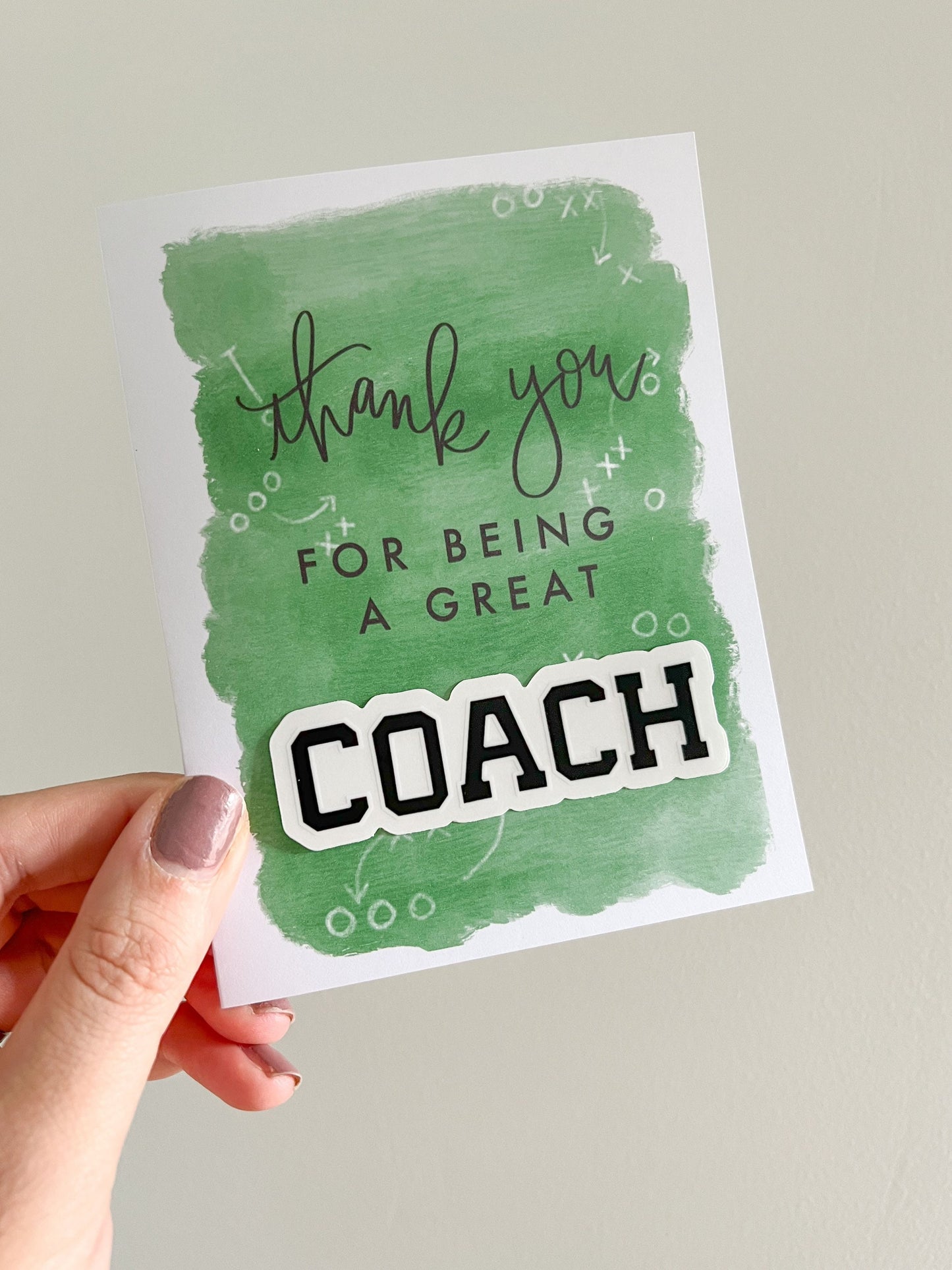 Thank you coach card with removeable sticker!!
