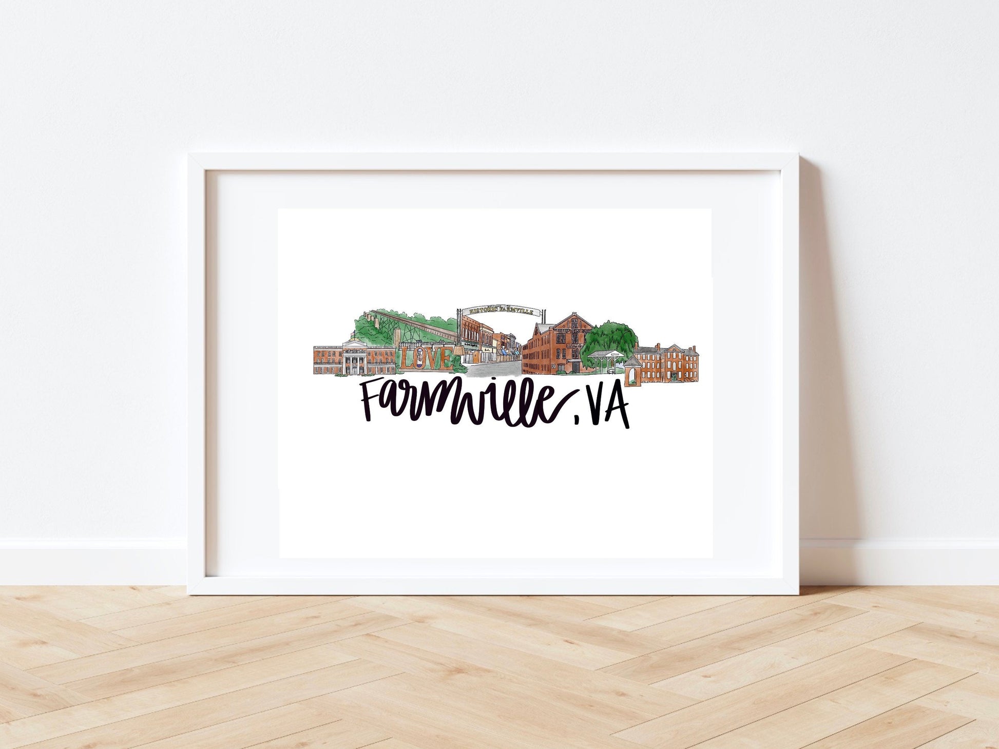 Farmville, VA (Virginia) Skyline Print