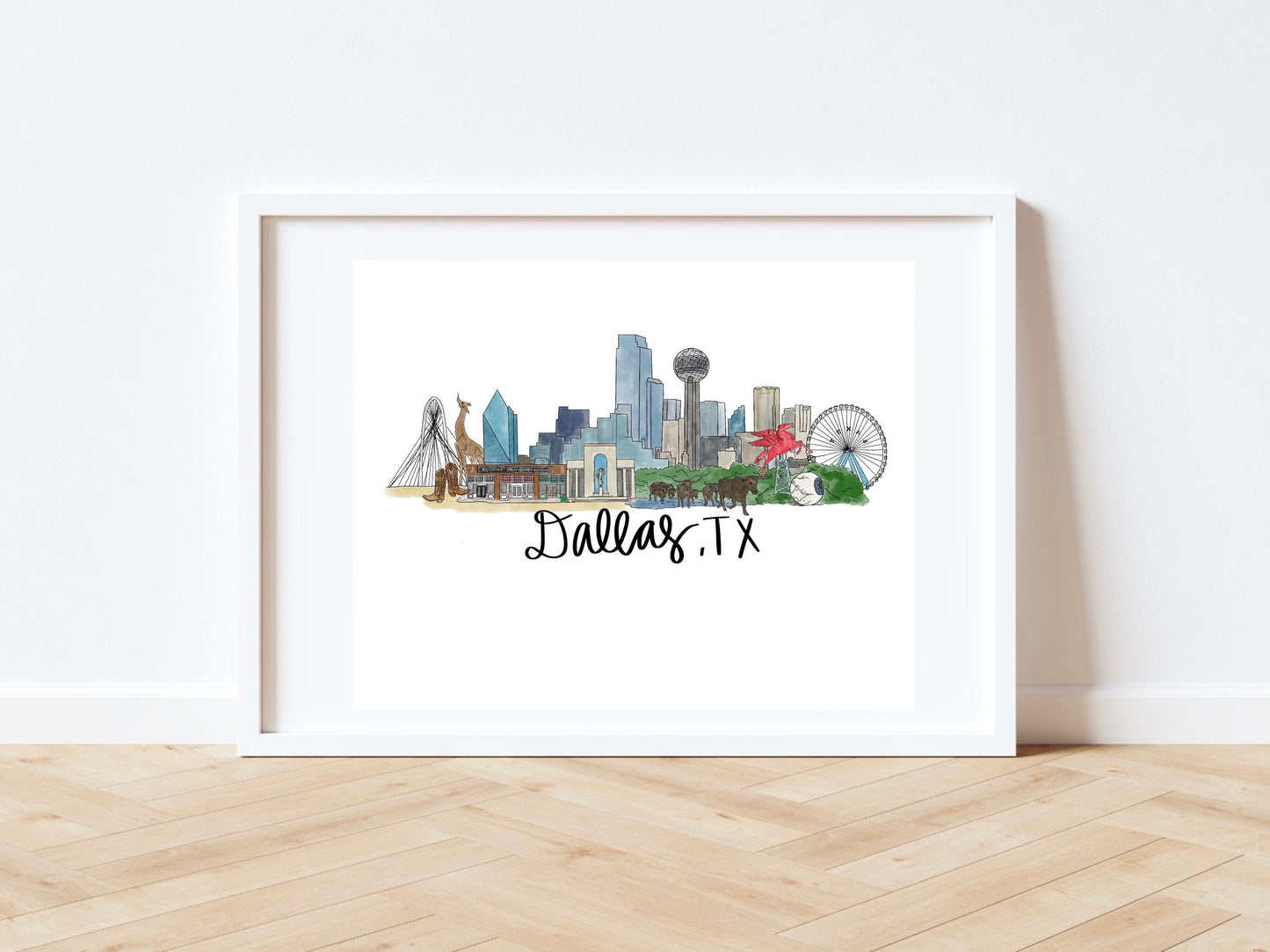 Dallas, TX -Texas Skyline Print