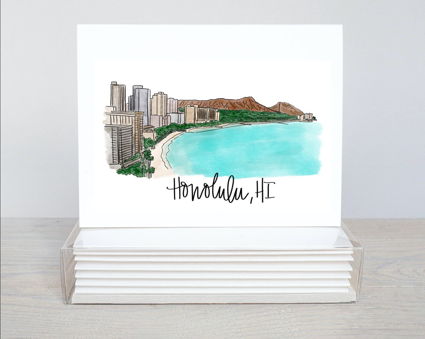 Honolulu, Hawaii Skyline Notecard set (5)