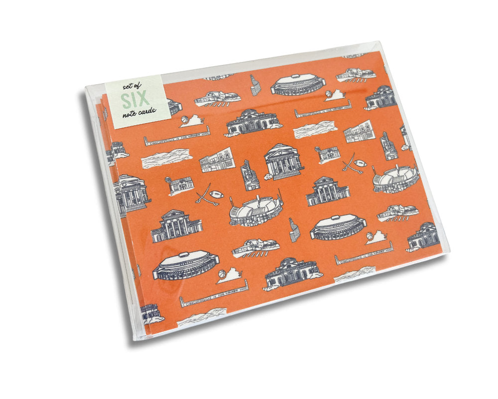 Charlottesville, VA Toile Print Notecard set (6) UVA Virginia