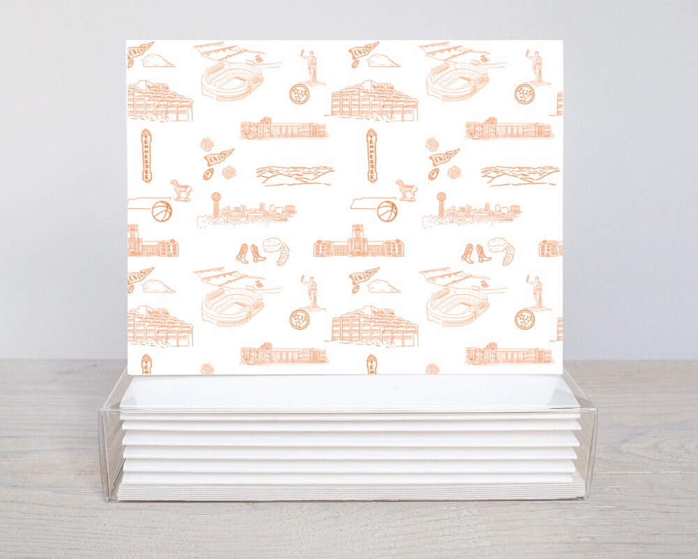 Knoxville, TN Toile Print Notecard set (6) UT Tennessee