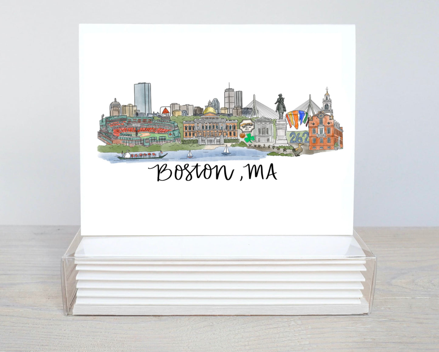 Boston, Massachusetts Skyline Notecard set (6)