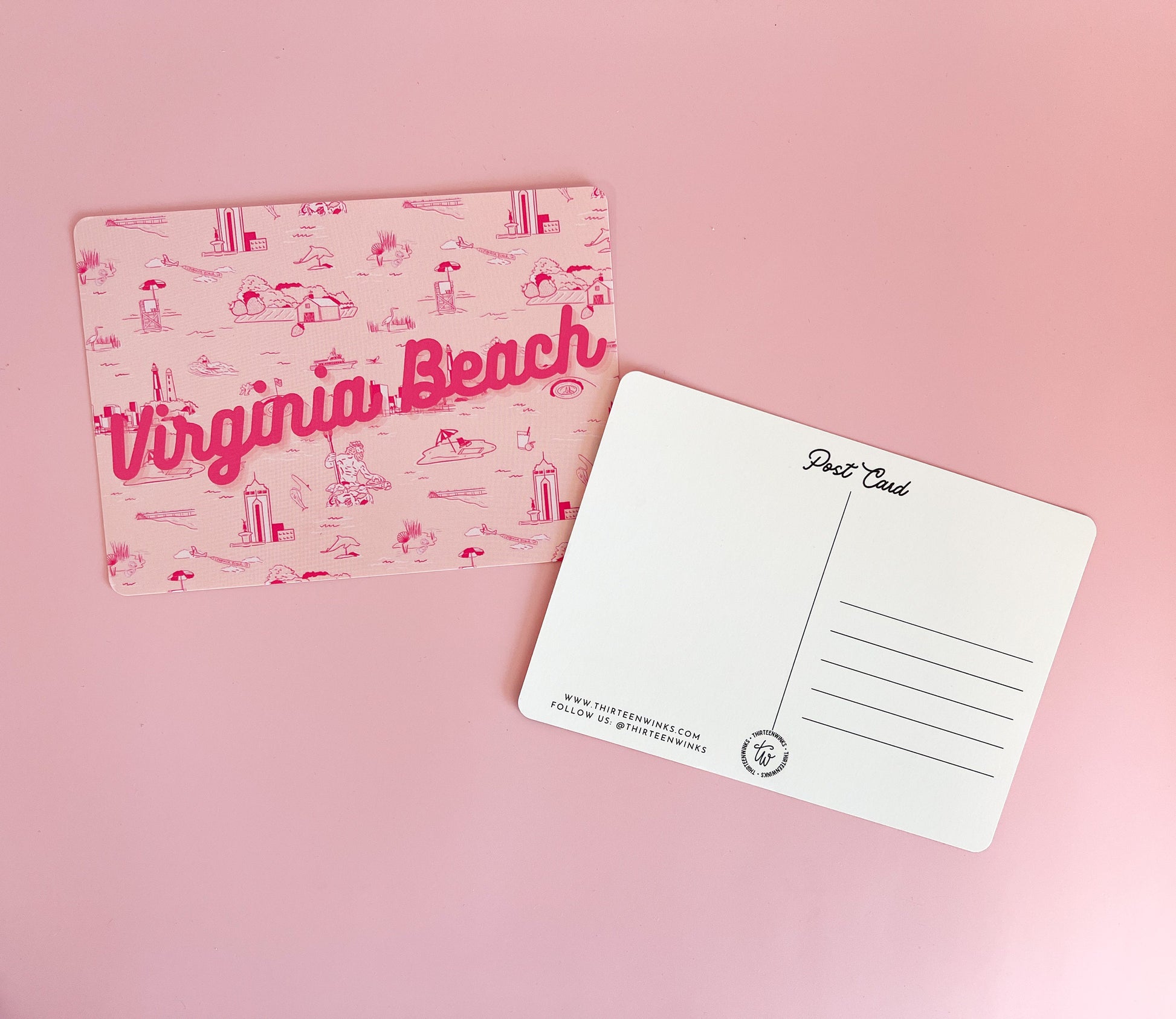 Virginia Beach, Virginia Toile Postcard, VB VA