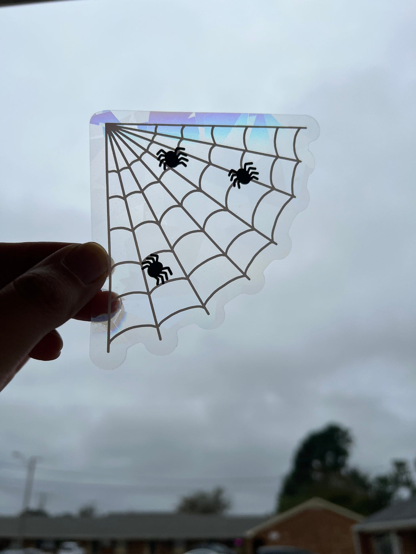 Spider web corner design sticker suncatcher - spooky suncatcher - boo basket - halloween decoration