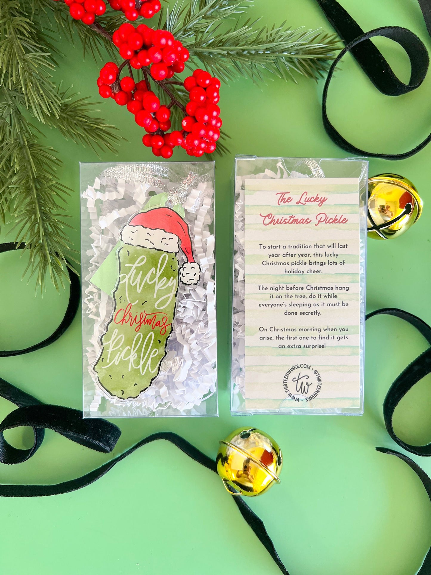 Christmas Pickle Ornament - Lucky Christmas Pickle - Pickleball Gift - German Pickle Ornament