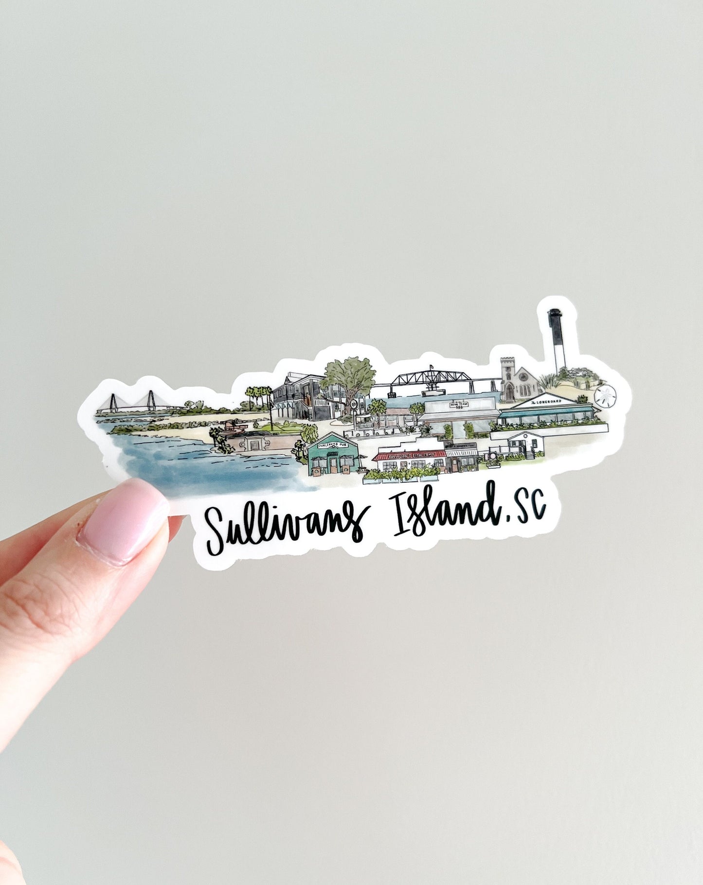 Sullivans Island, SC - South Carolina, Charleston Skyline Sticker, Laptop Sticker, Water bottle Sticker