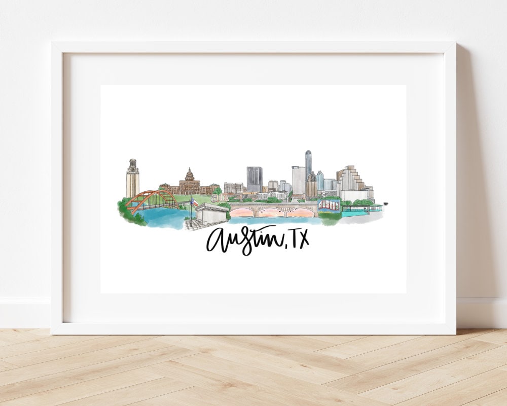 Austin, TX - Texas Skyline Print