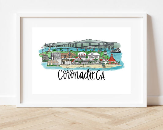 Coronado, California - CA - Skyline Print - 8x10 Landmark and Skyline art