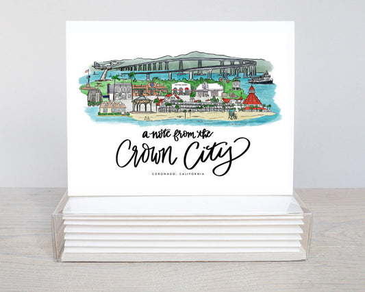 Coronado, California - Crown City Notecard set - California Stationery - Nashville Gift