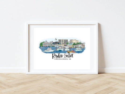 Rudee Inlet, Virginia Beach, Virginia Skyline Print 8x10