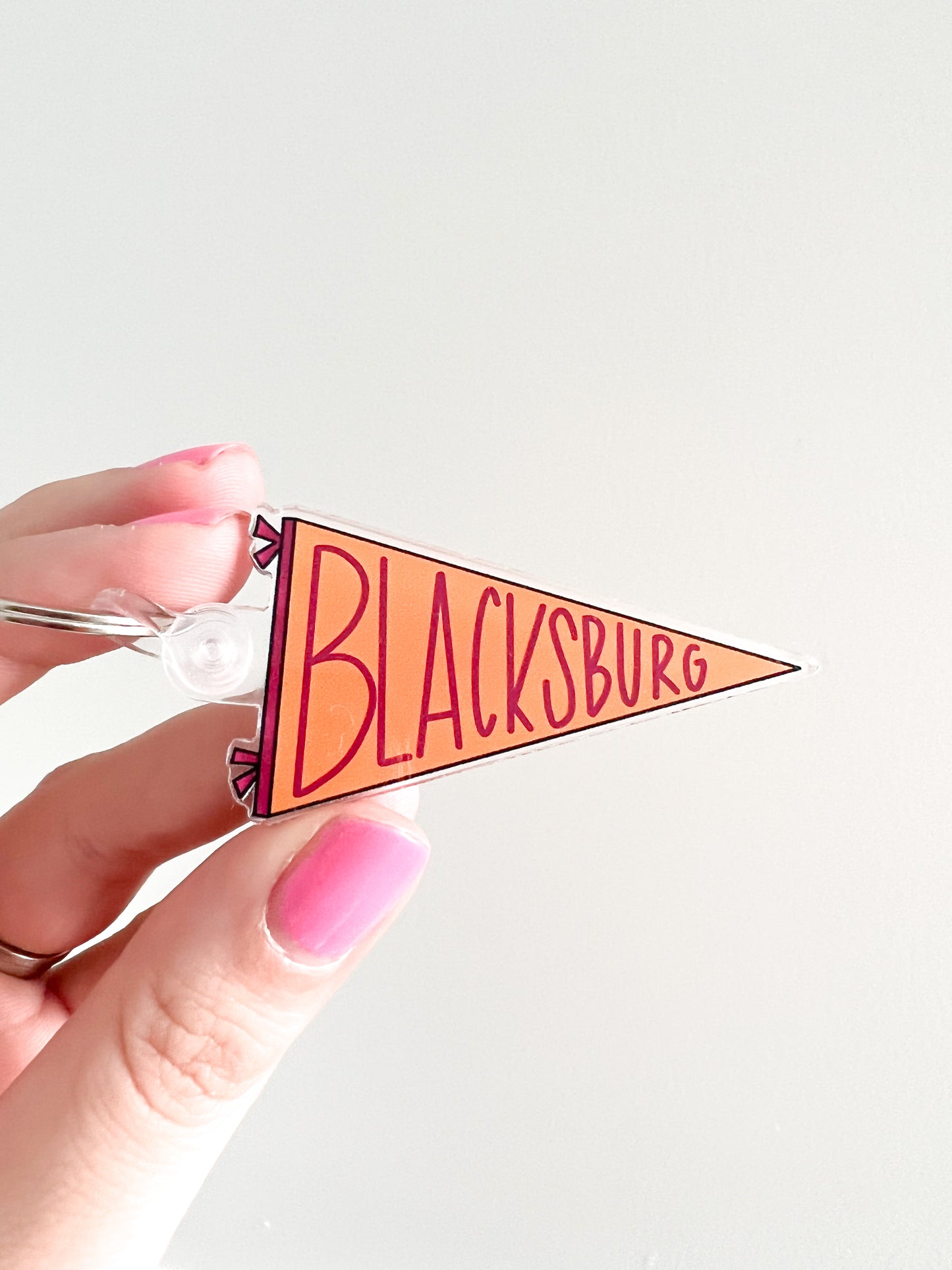 Blacksburg pennant flag acrylic keychain