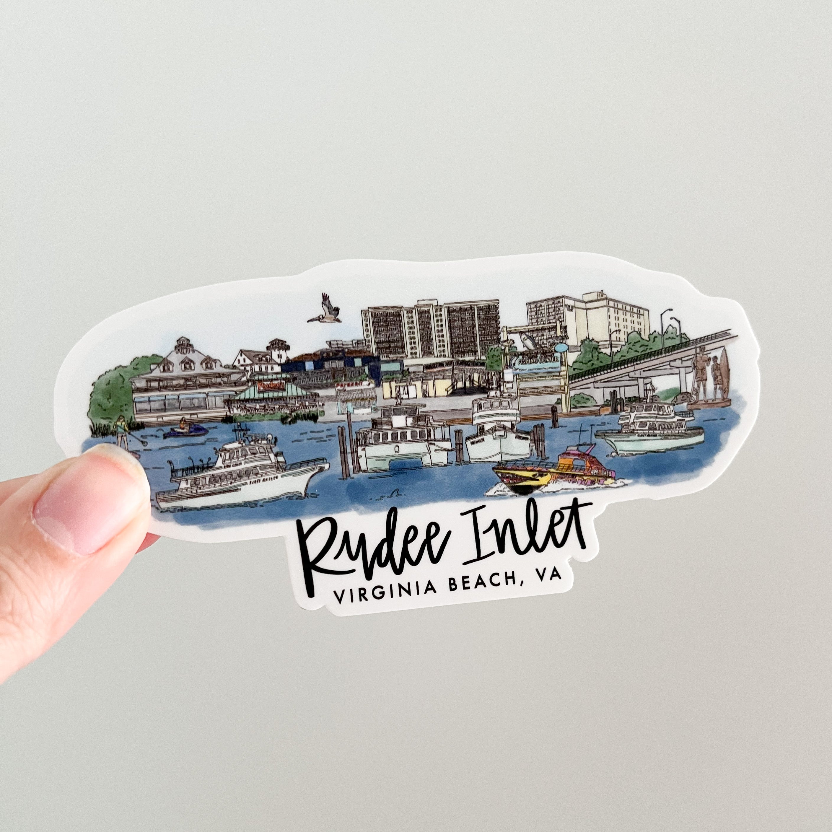 Rudee Inlet in Virginia Beach ,VA Skyline sticker – thirteenwinks