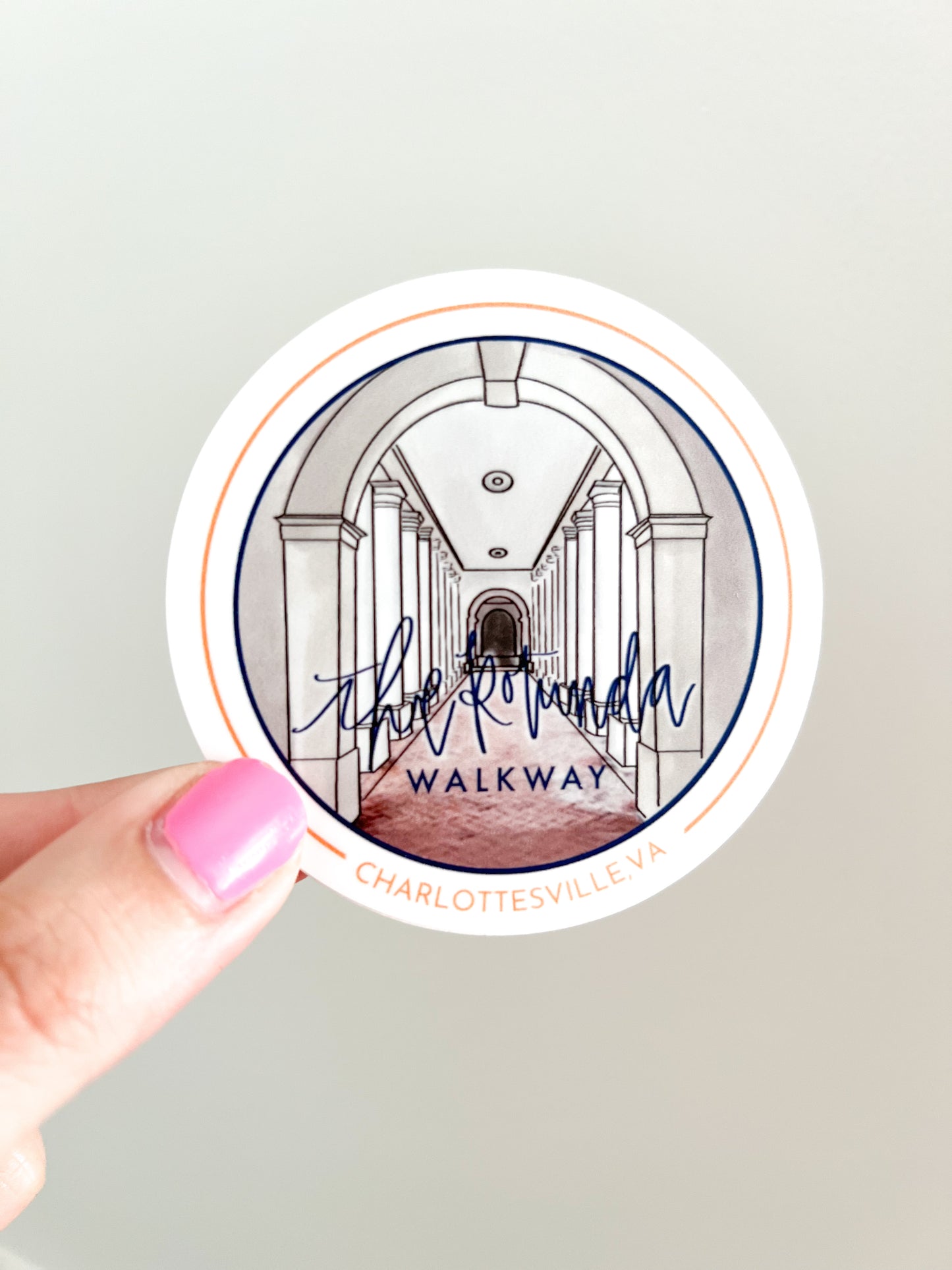 Charlottesville Rotunda walkway Circle Sticker - Entrance Collection