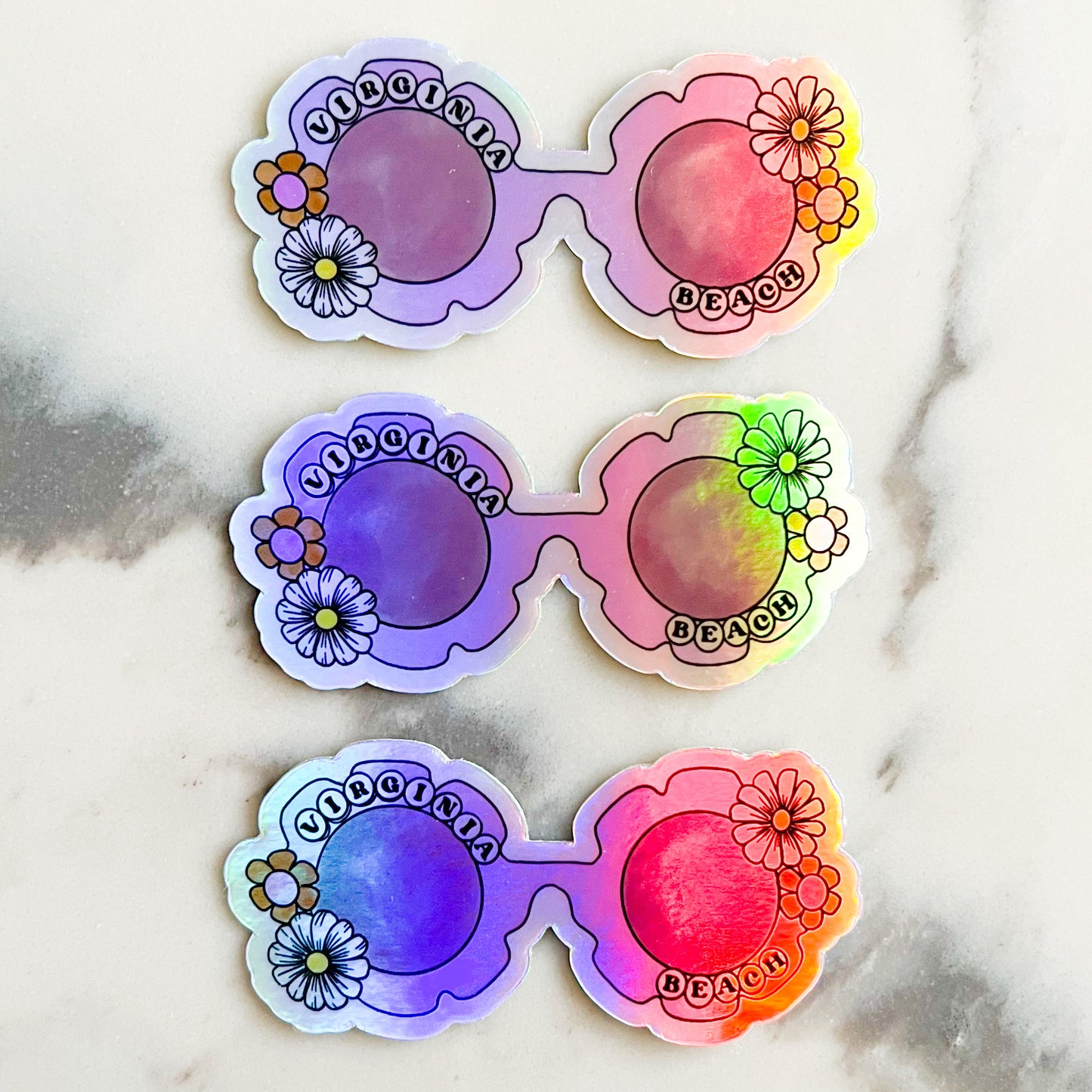 Virginia Beach holographic sunglasses sticker