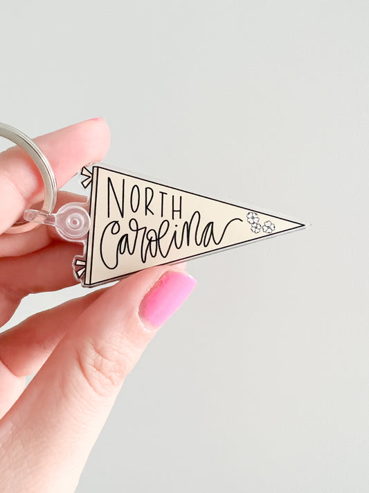 North Carolina pennant flag acrylic keychain
