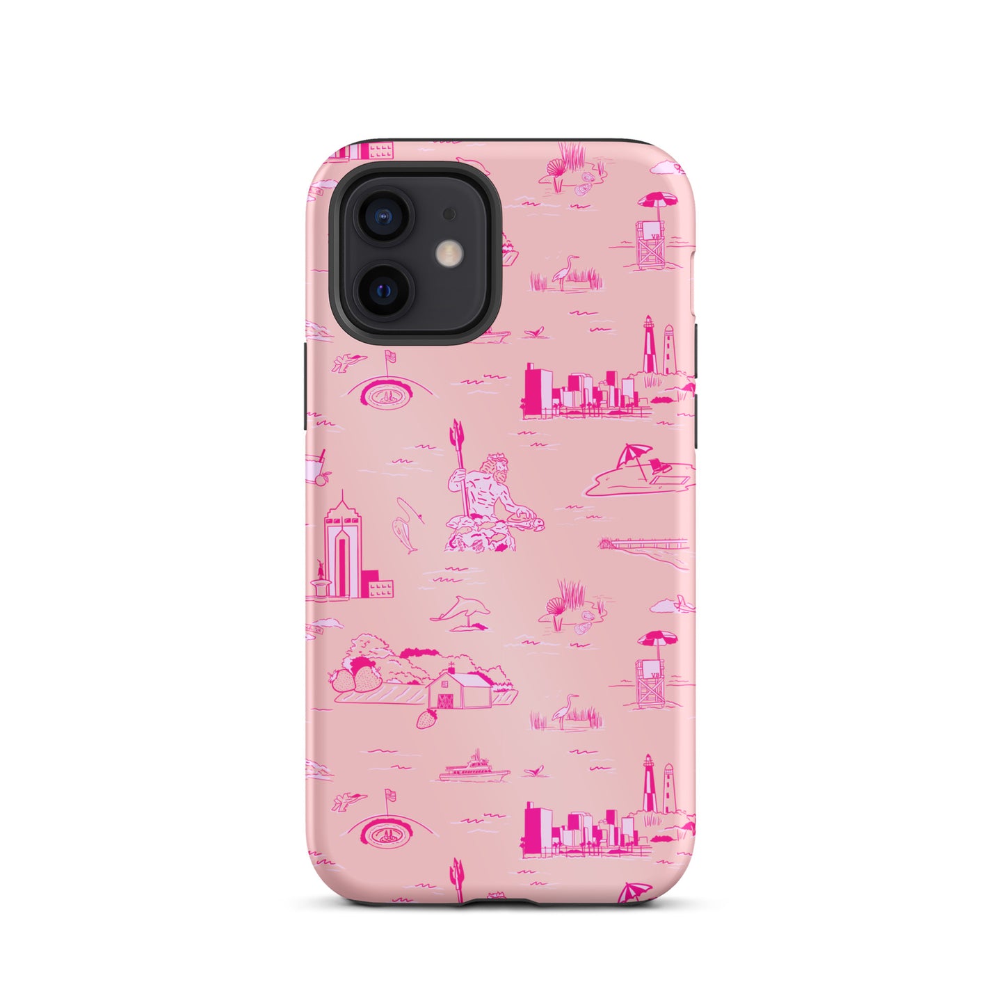 Virginia Beach Toile - Pink on pink Tough iPhone case